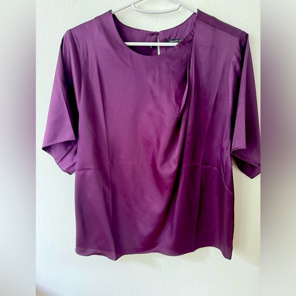 Banana Republic Factory Pinot Noir Drape Neck Blouse - Picture 2 of 5